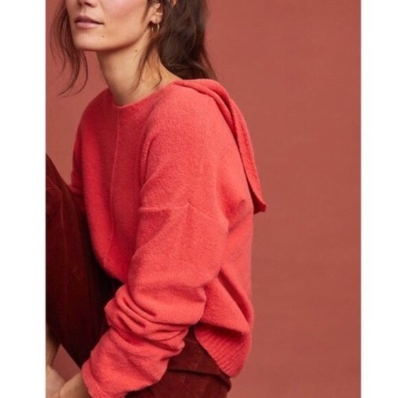 Anthropologie Sweaters - ANTHRO MOTH Zurich Coral Hooded Pullover Sweater